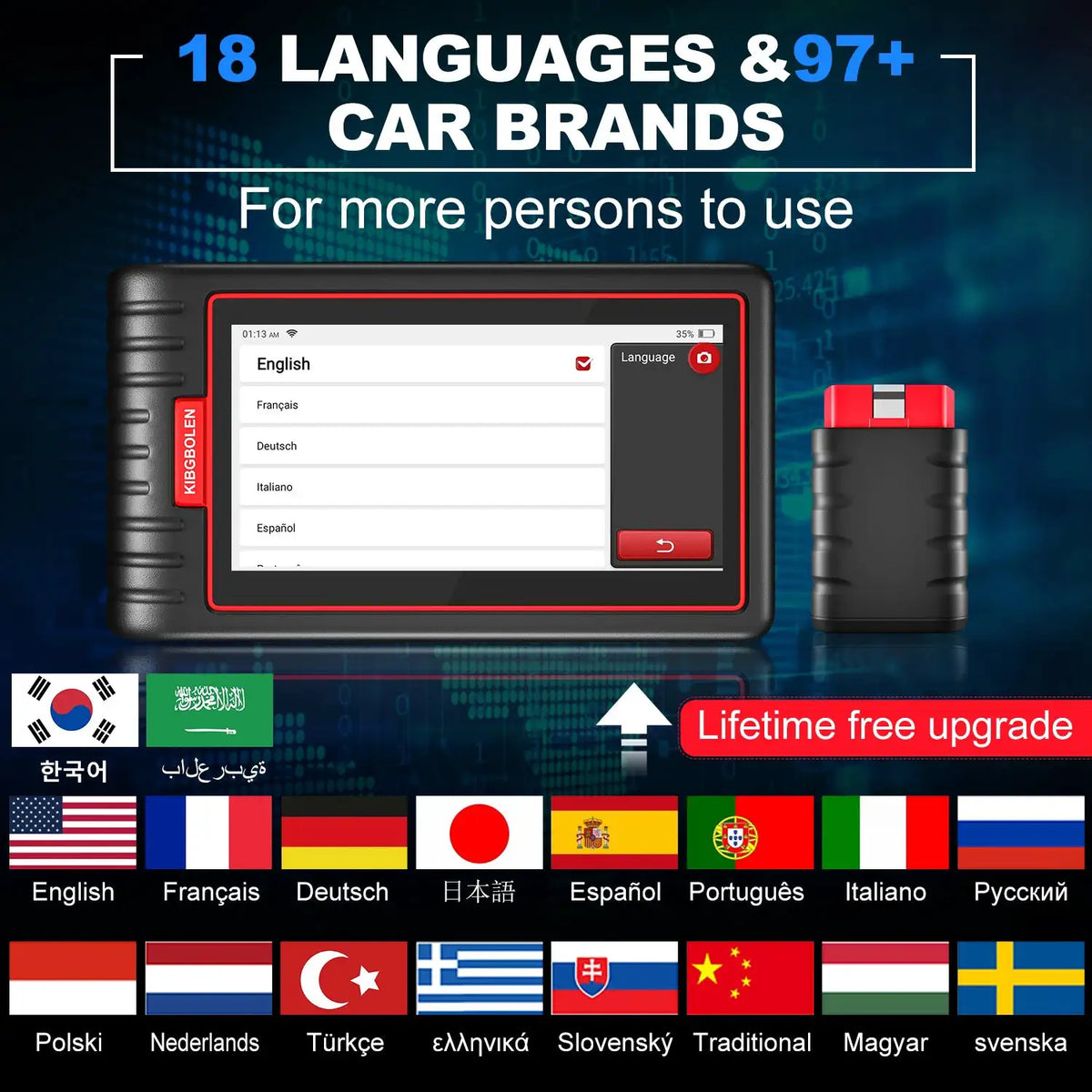 Lifetime Free Update Newest KINGBOLEN S6 CAN FD All System Car Diagnostic Tools Auto OBD Scanner Bluetooth 28 Resets Auto Vin