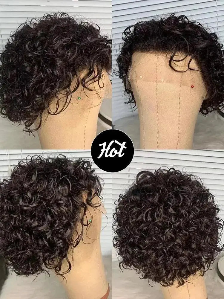 Short Bob Pixie Cut 100 Percent Virgin Human Hair Lace Front Wig