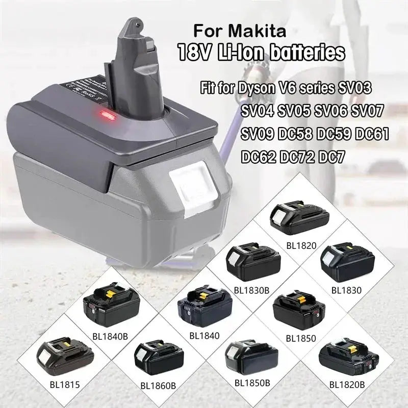 18V Battery Adapter for Dyson V6 V7 V8 Vacuum Cleaner