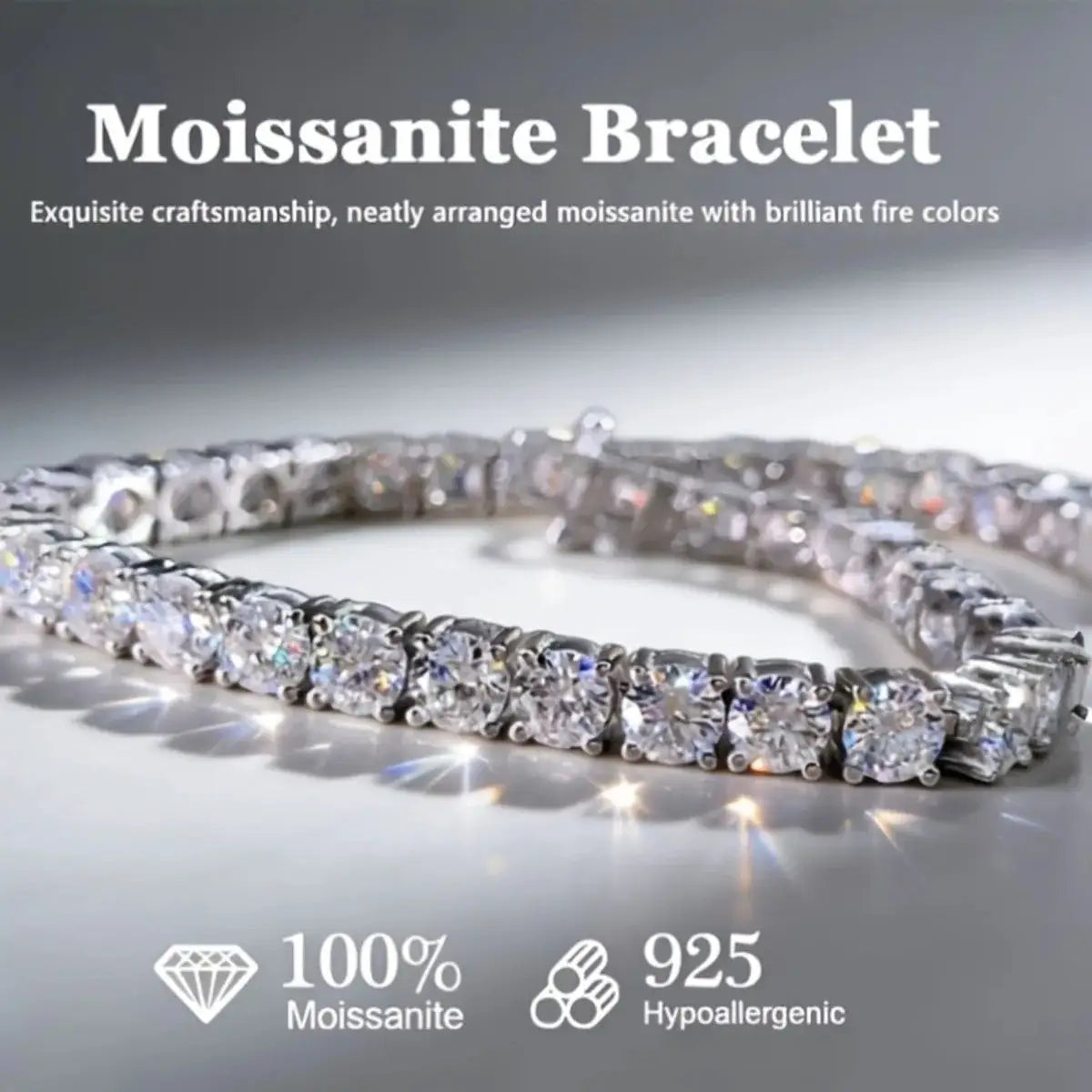 Moissanite Jewelry in Sterling Silver tennis — product view 1