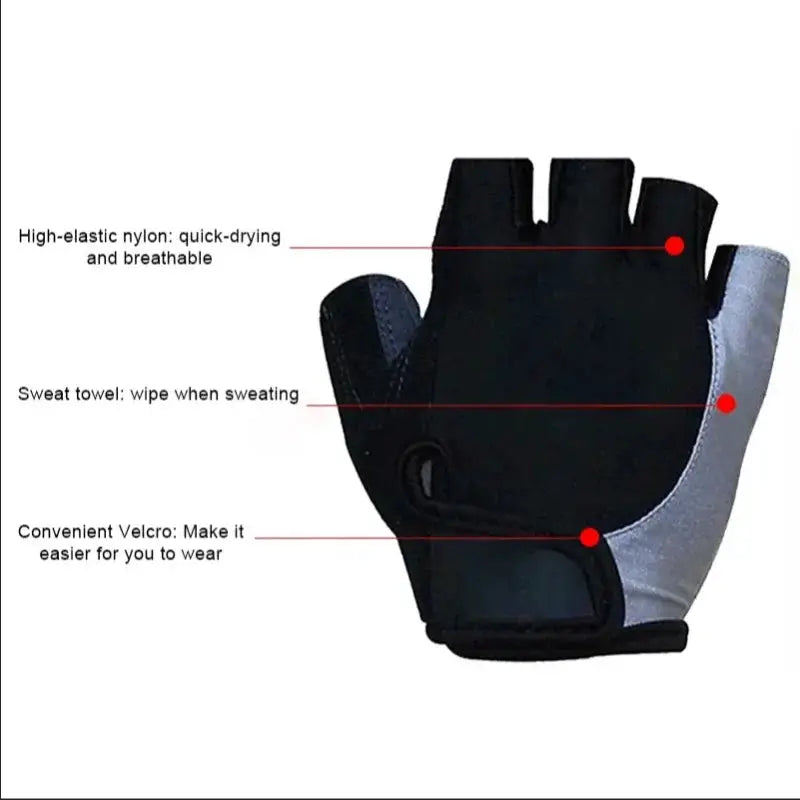 Half Finger Cycling Gloves Unisex Anti Slip Breathable Shock