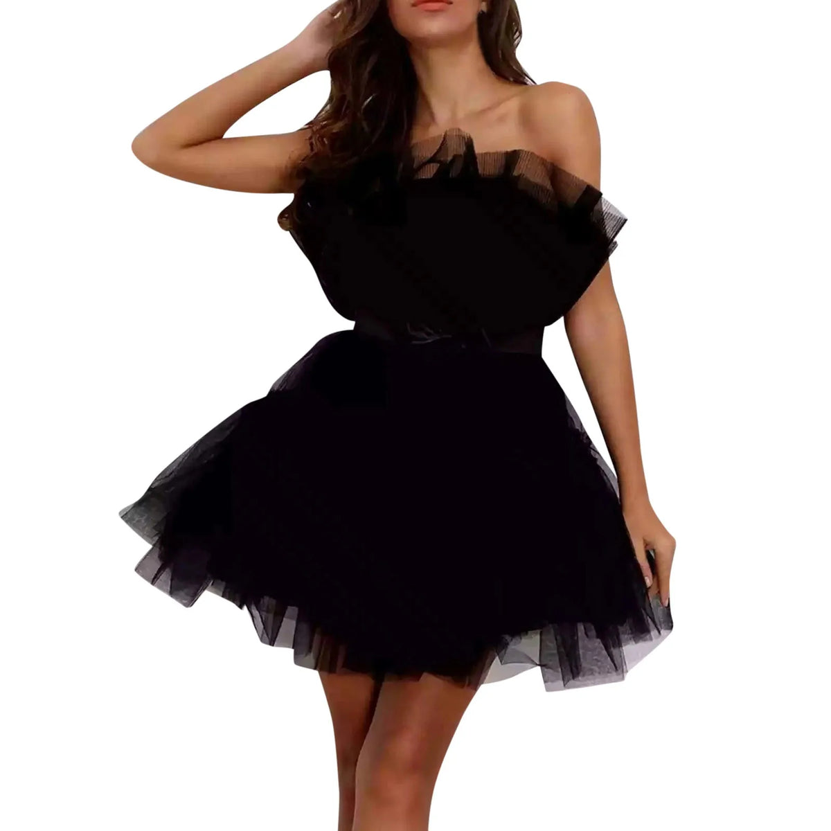 Strapless Tulle Mini Party Dress