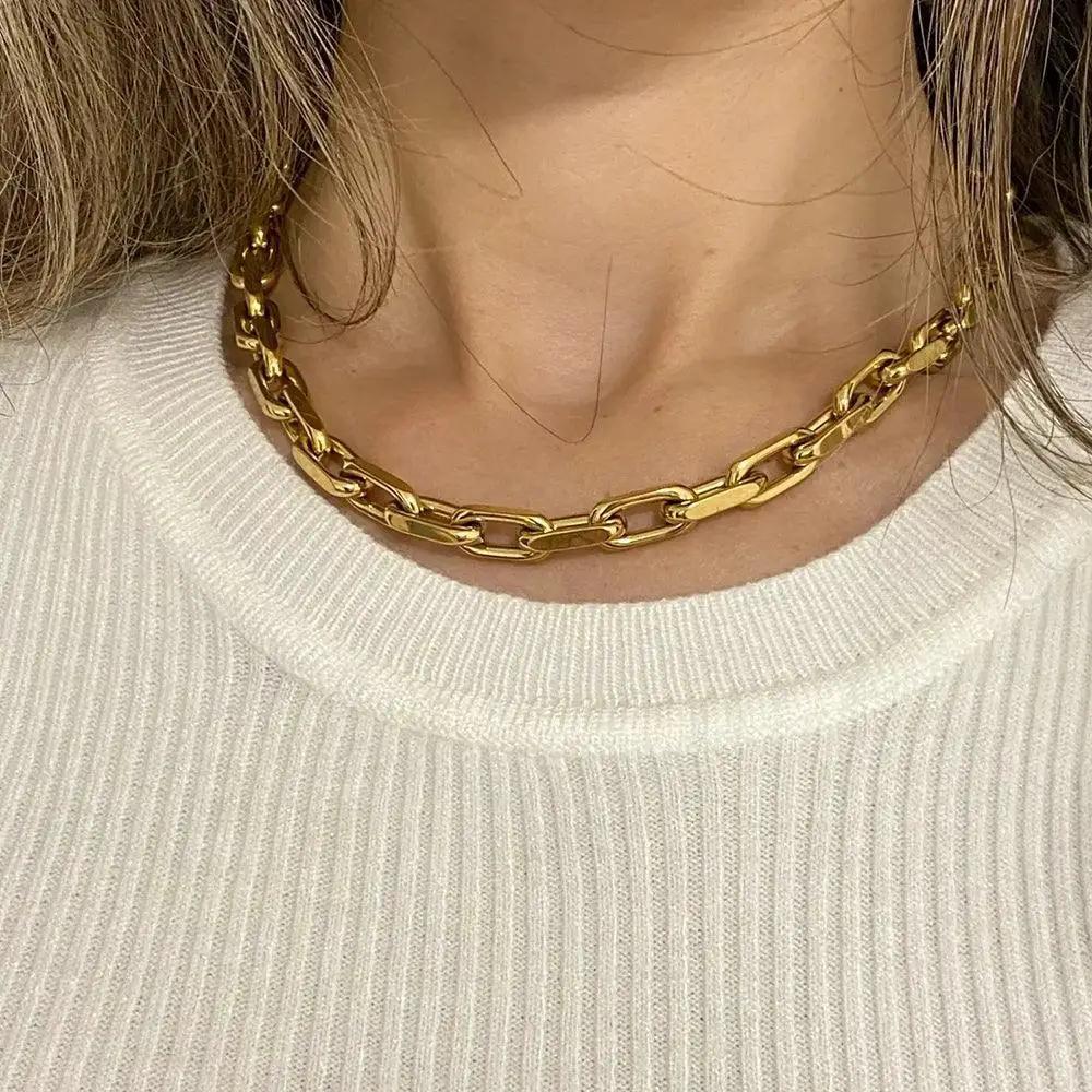 Thick Stainless Steel Cuban Link Jewelry Set Gold Plated