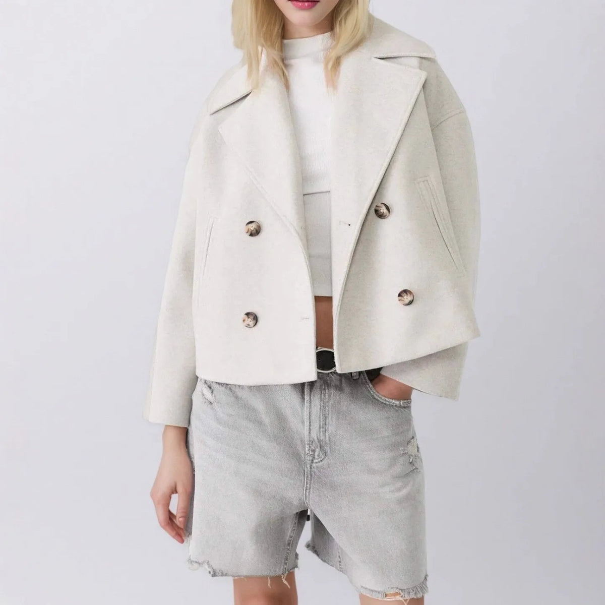Notched Lapel Winter Button Jacket