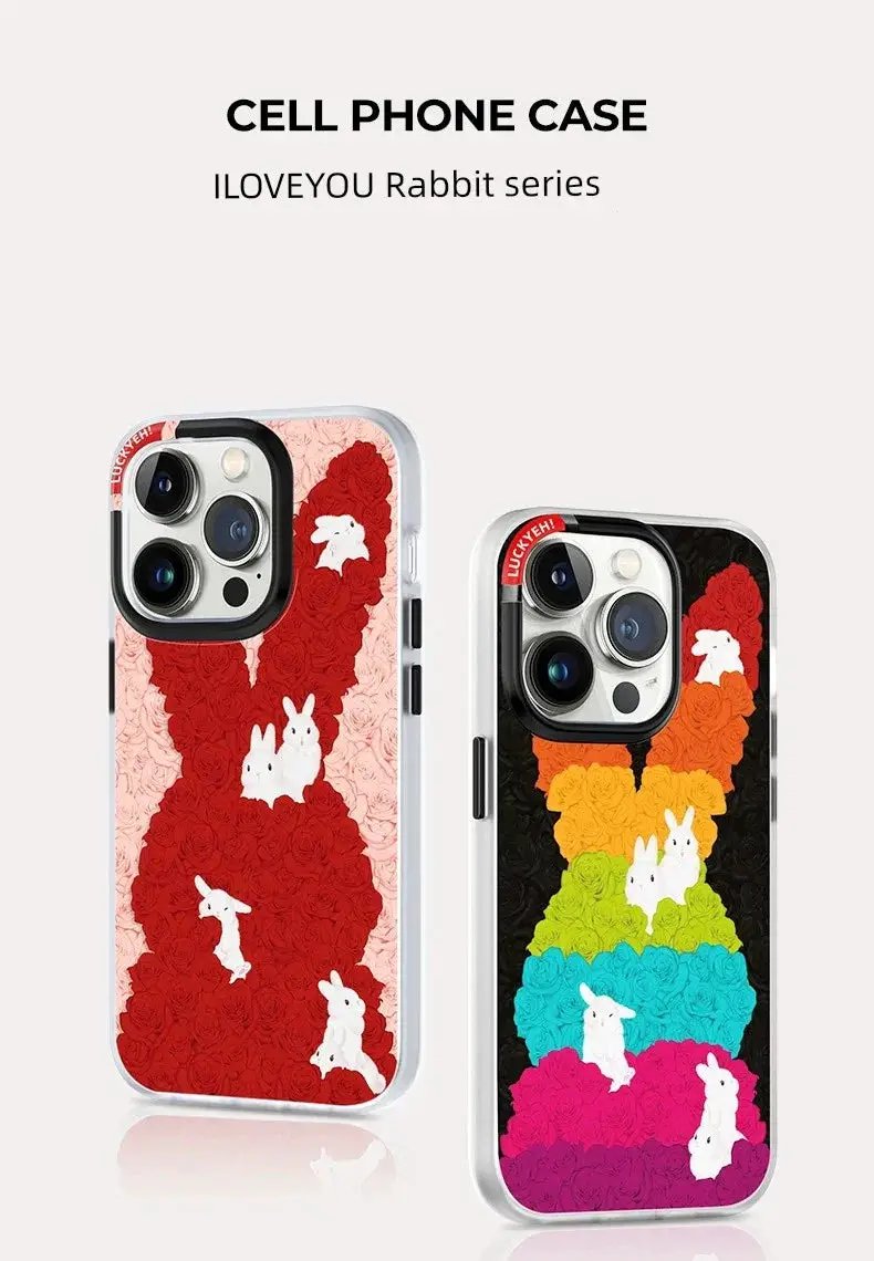 Lanwk Apple iPhone 14 Pro Max ILOVEYOU Rabbit Case