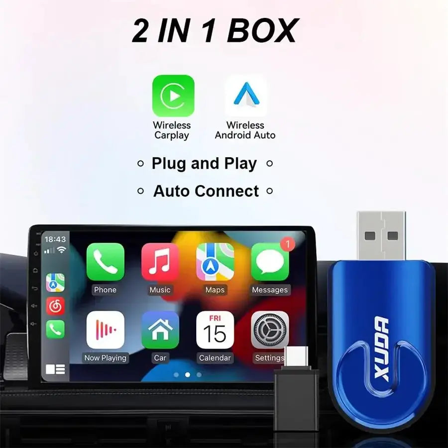 2 In1 Wireless CarPlay And Android Auto AI Box Mini Adapter