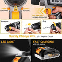 DEKO 20V cordless drill kit with battery, men's drill, manual repair, basic toolbox, suitable for household tools