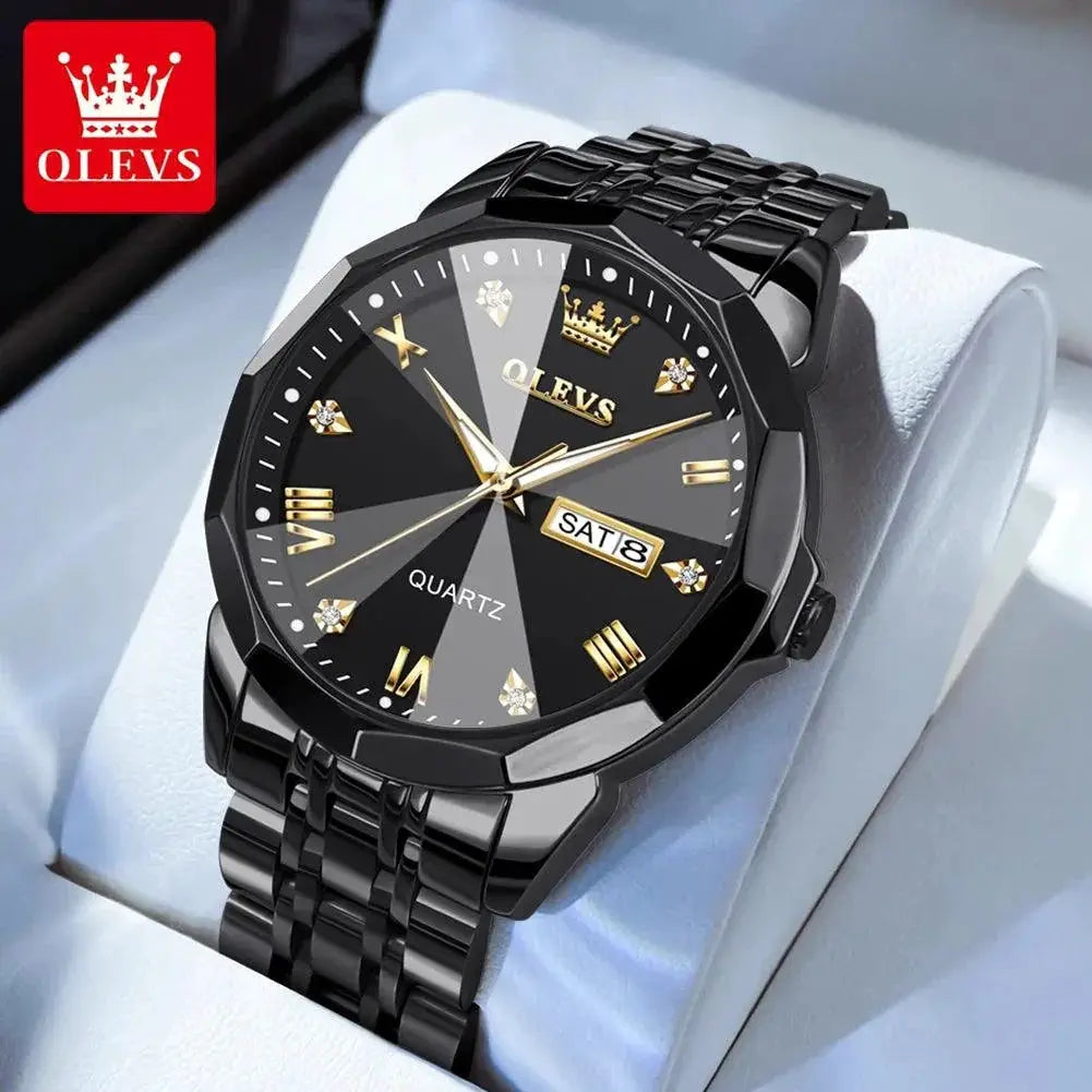 Olevs Men's Rhombus Mirror Watch With Luminous Dial