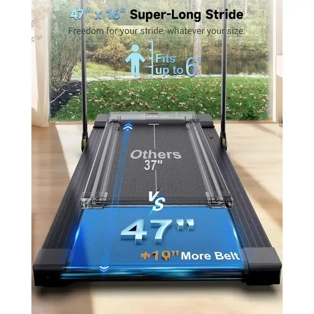 8.7 MPH Walking Pad Treadmill with BLDC Motor, 6'47x16 Long Desk, Compact Under Desk Exercise Machine with Remote Control