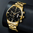 Elegant Gold Calendar Watch Set for Men