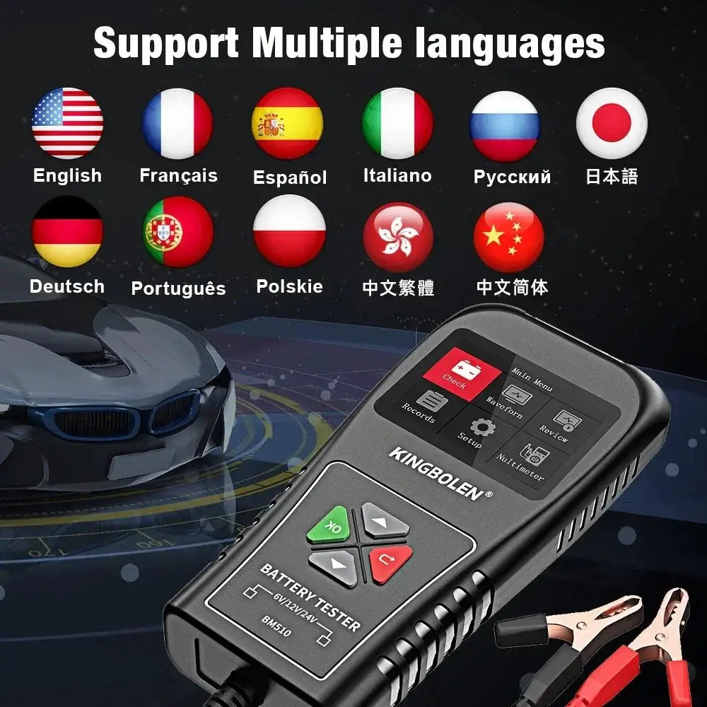 Kingbolen BM510 Car Battery Tester 6V 12V 24V Analyzer