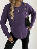 Marled Yarn Crewneck Pullover Sweater