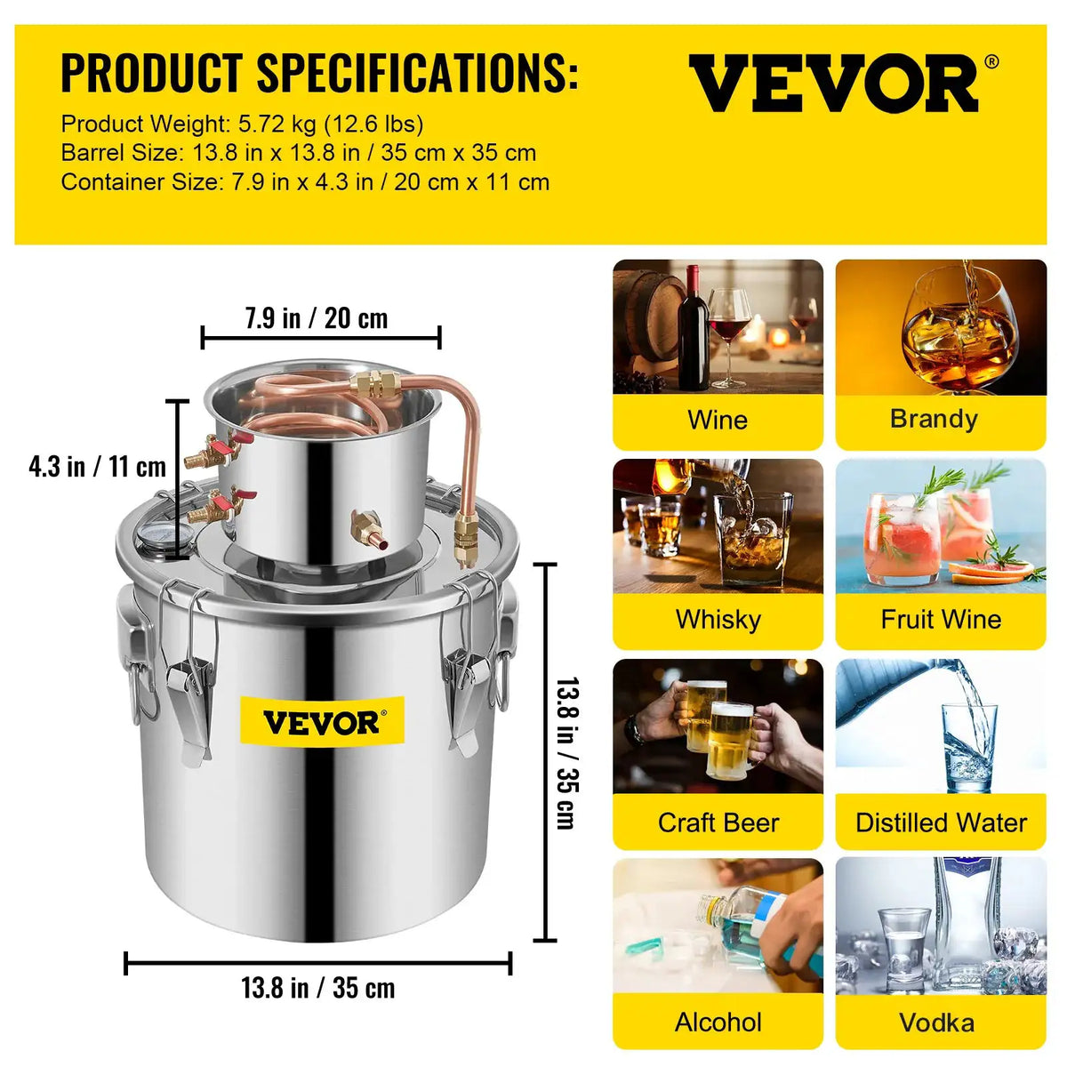 SucceBuy Gal Distiller Moonshine Alcohol Brew Water Wine — product view 9