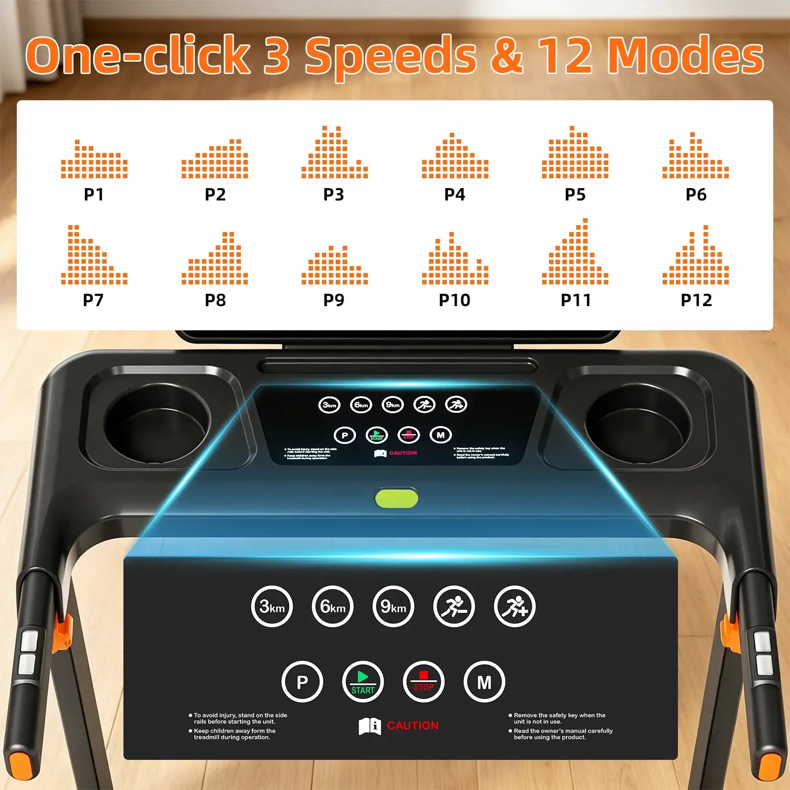 Quiet 3-in-1 Foldable Walking Pad Treadmill with 12% Incline for Home, 12 Preprogrammed HIIT Modes, Supports up to 300 LBS, Smart Treadmill Built with LED Display, Heart Rate Sensor, Bluetooth Speaker & App Connection