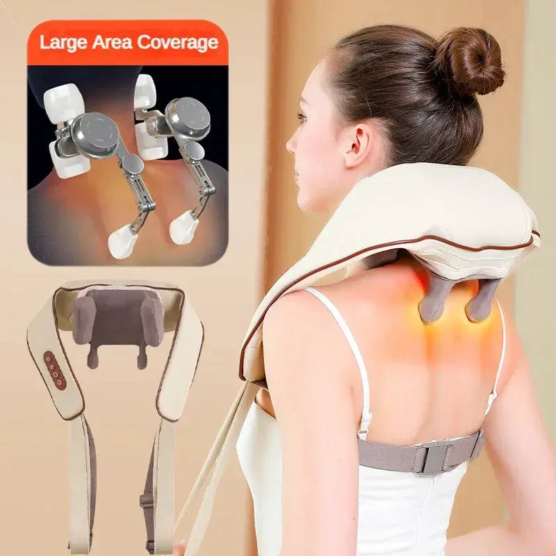 Neck Shoulder Massager Deep Tissue Shiatsu Heat Therapy - OurLum.com
