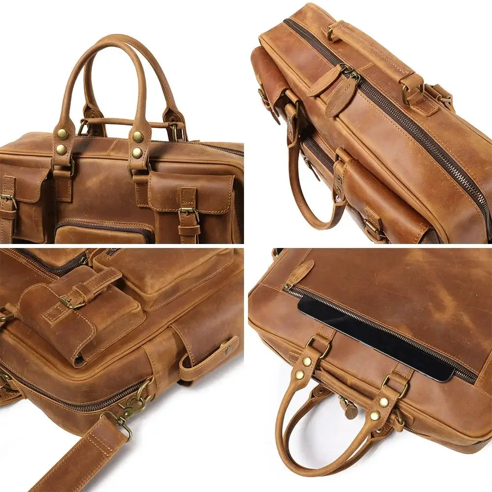 Stylish Vintage Large Capacity Leather Briefcase For Men - OurLum.com