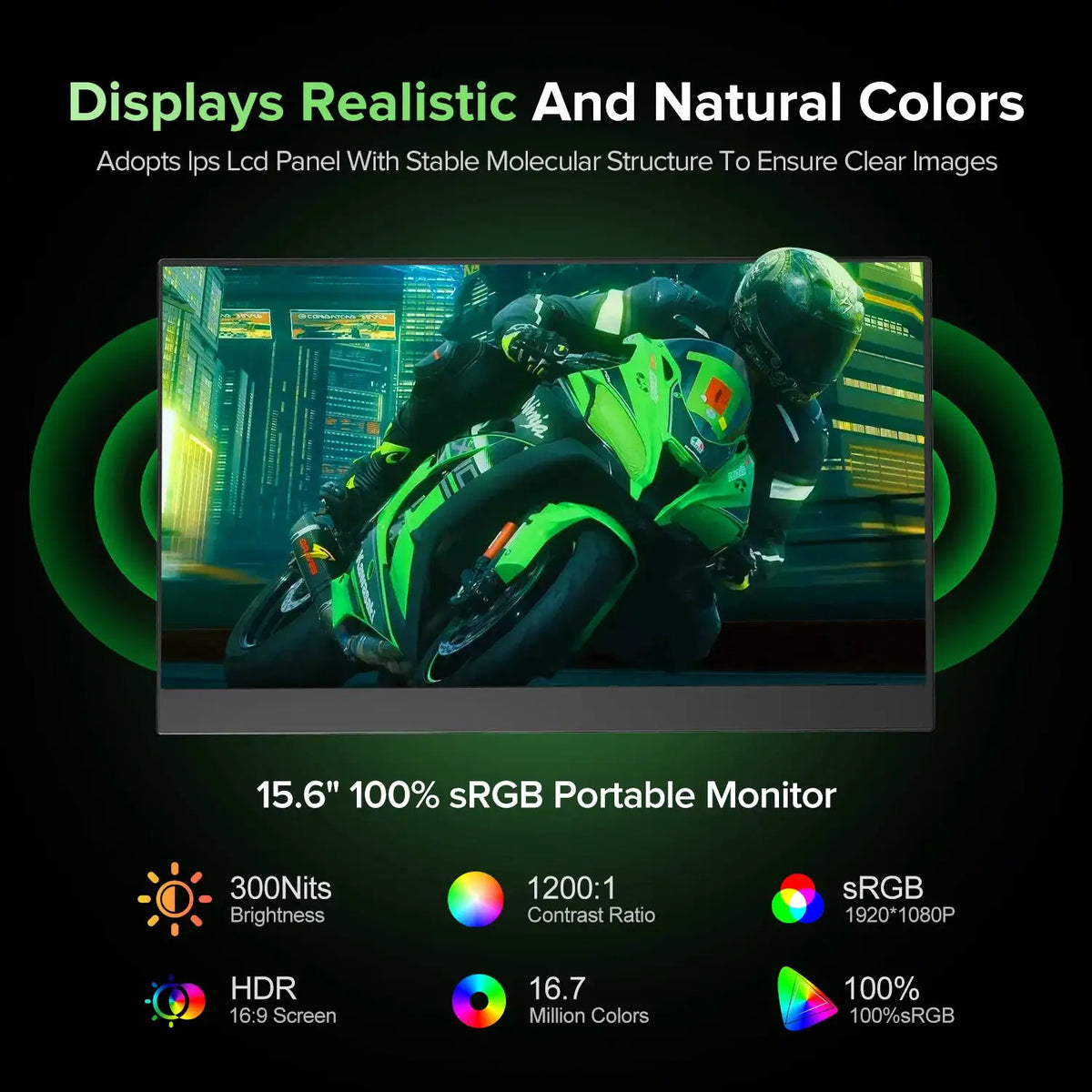 UPERFECT 15.6“ LCD Monitor Portable Ultrathin 1080P IPS FHD USB Type C Dispaly For Laptop Phone XBOX Switch PS5 Gaming Screen