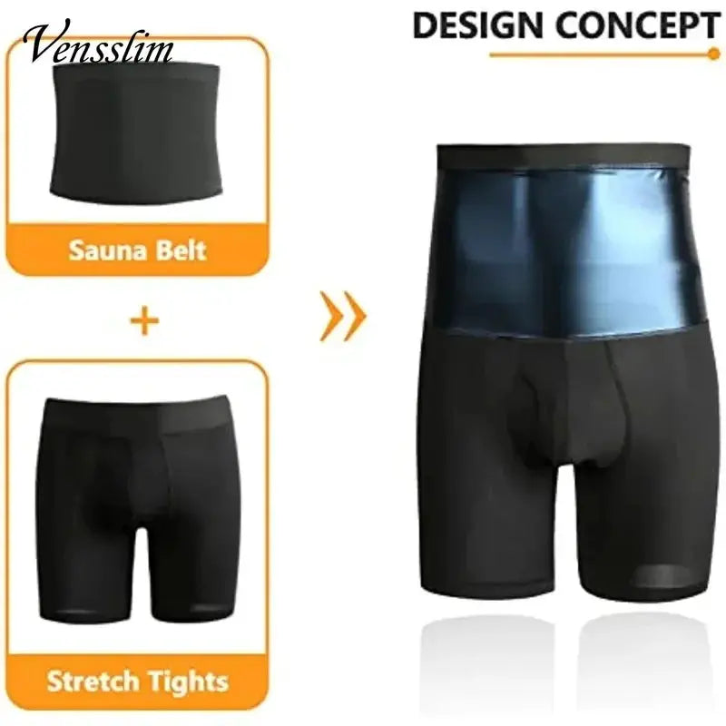 Men Compression Sauna Sweat Shorts Slimming Tummy Control