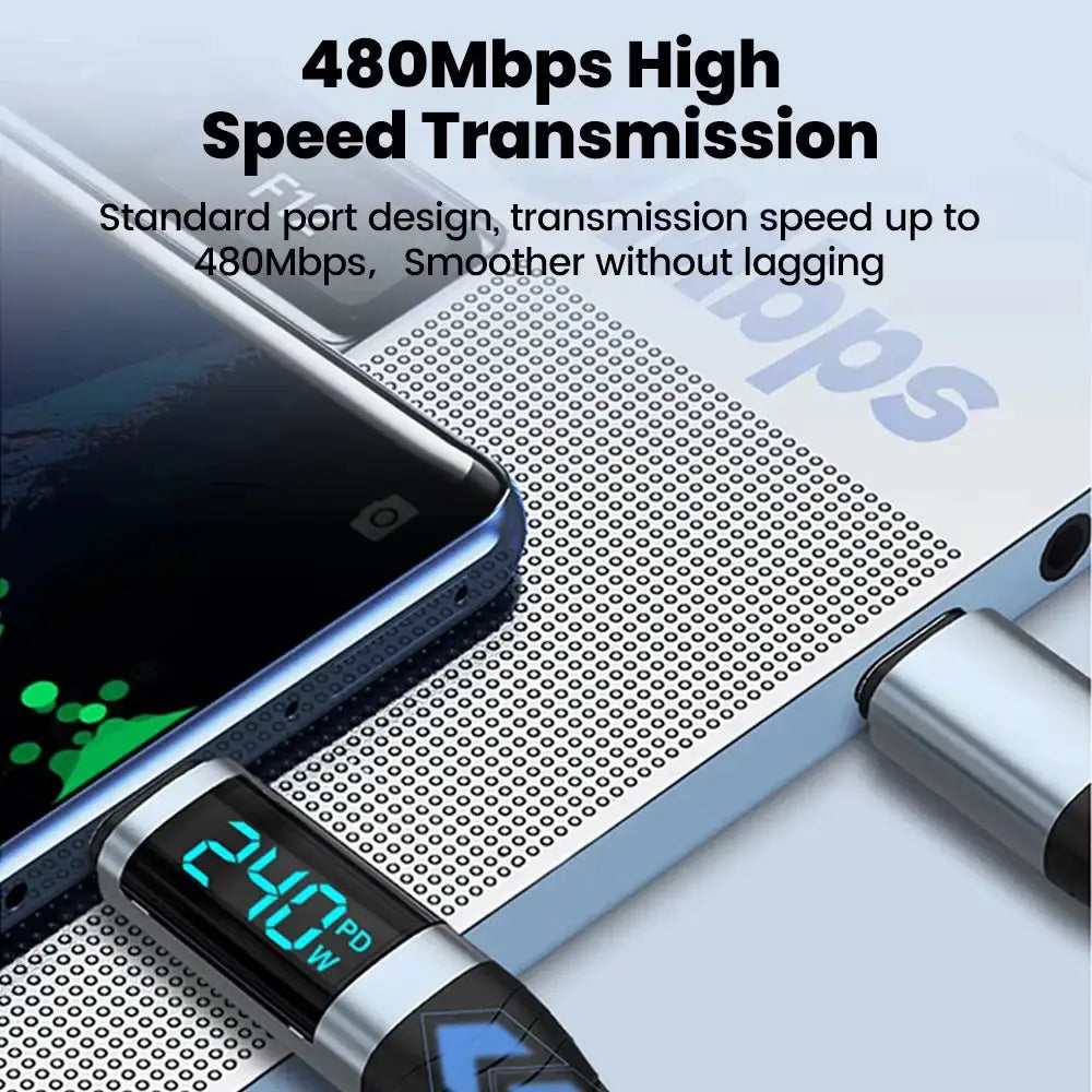 240W Braided Type C Fast Charge Cable — product view 4