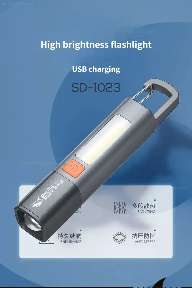 Smiling Shark Outdoor Flashlight Strong Light Mini Lamp