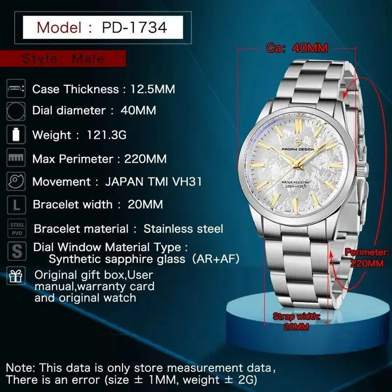 Pagani Design Mens Luxury Quartz Watch With Sapphire Crystal