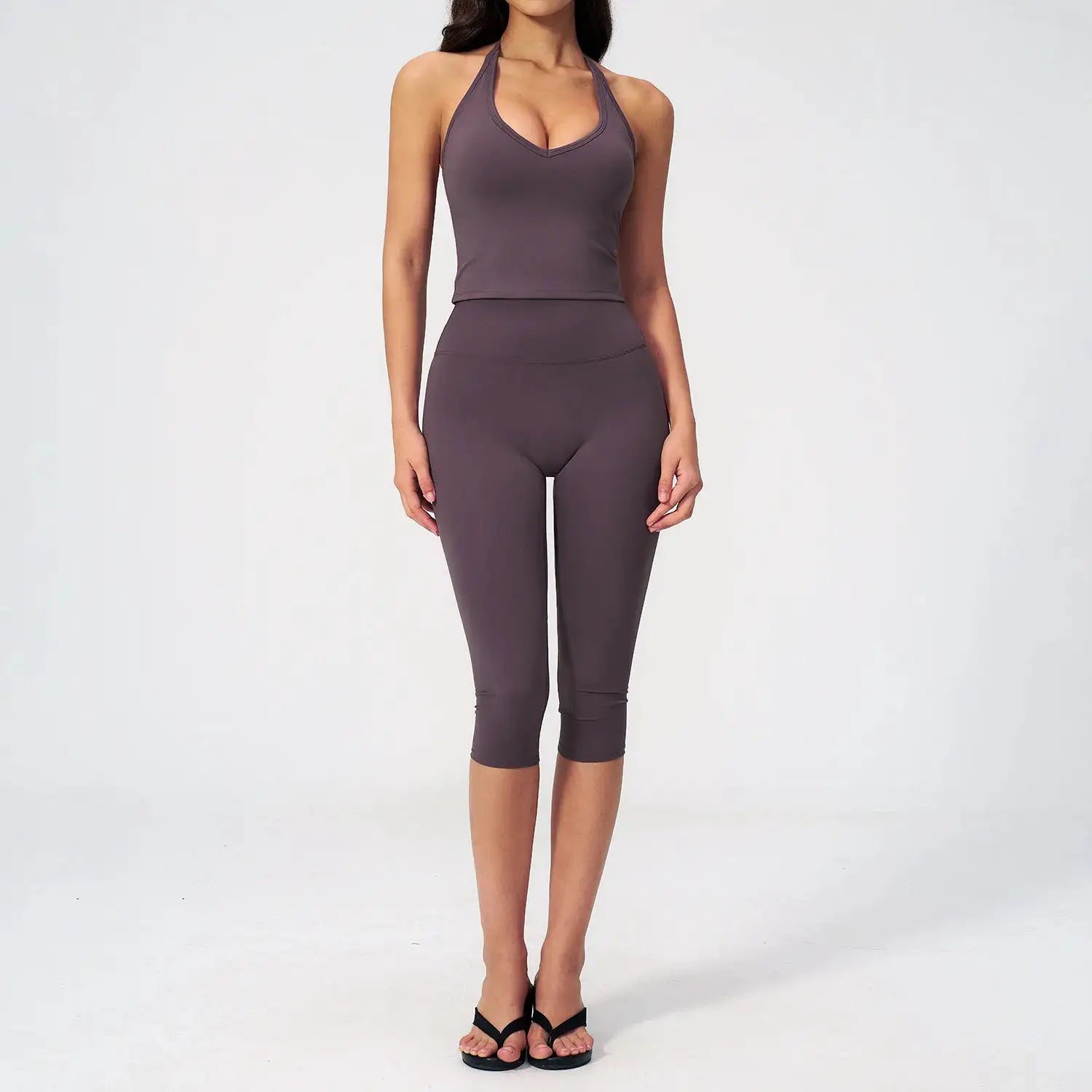 Women 2 Piece Yoga Set High Waist Capri Leggings Sports Bra Crop Top Workout Gym Athletic Outfits Female Fitness Activewear Suit