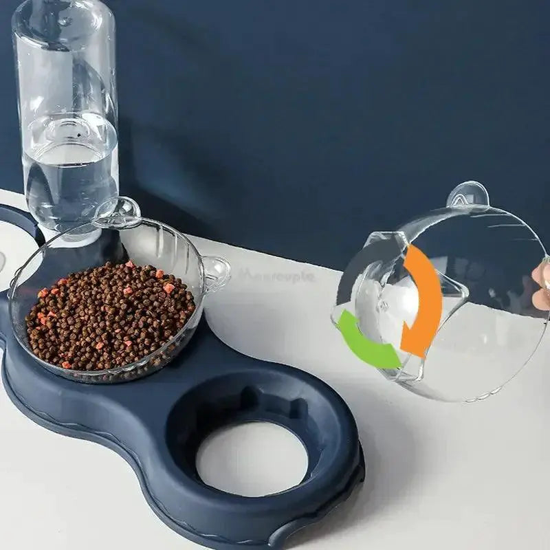 Automatic Pet Feeder and Water Fountain Double Bowl for Cats
