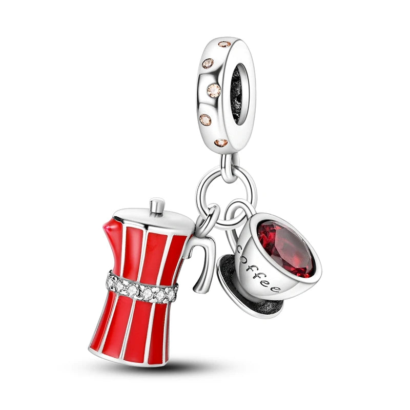 Sterling Silver Pendent Charm Red