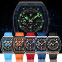 Mens Colorful Multi Functional Tonneau Quartz Watch