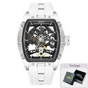 Mens Tonneau Skeleton Mechanical Watch