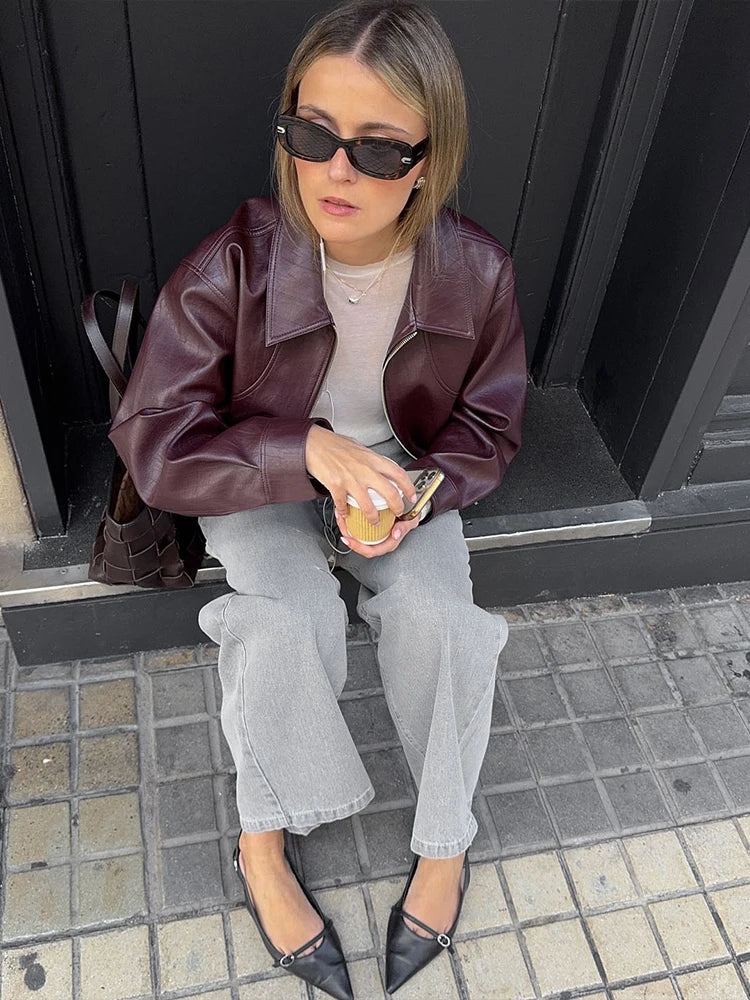 NIBBER Lapel Leather Jacket