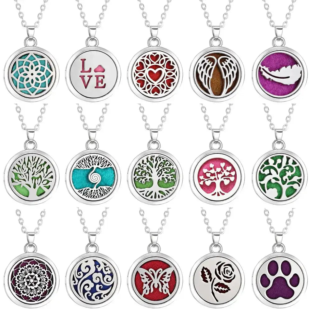 Stainless Steel Tree Of Life Aromatherapy Necklace For Women