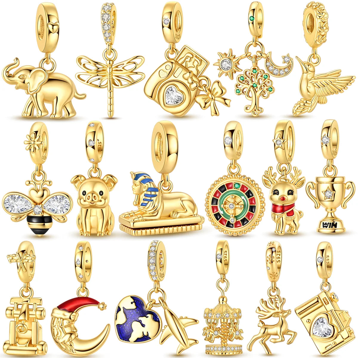 Sparkling Gold Plated Camera Charm
