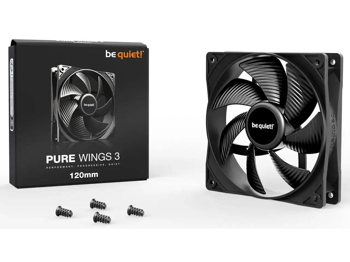 Pure Wings 3 | 120mm PWM Case Fan | High Performance Cooling Fan | Compatible with Desktop | Low minimum rpm | Low Noise | Black | BL105