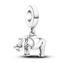 Inlaid Zircon Charm Beads Sterling