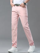 Four Season New Men's Yellow Jeans Fashion Business Casual