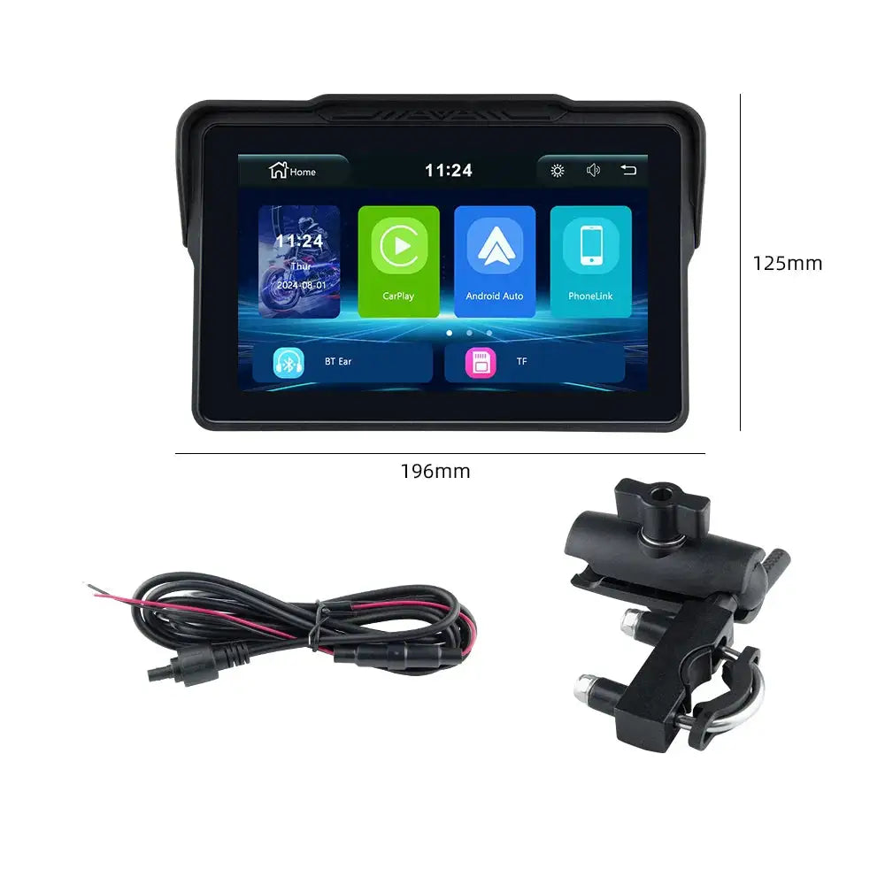 EKIY 7.0 inch Wireless CarPlay Moto Android Auto Portable Digital Motorcycle Dashboard GPS Navigation Display Screen Monitor