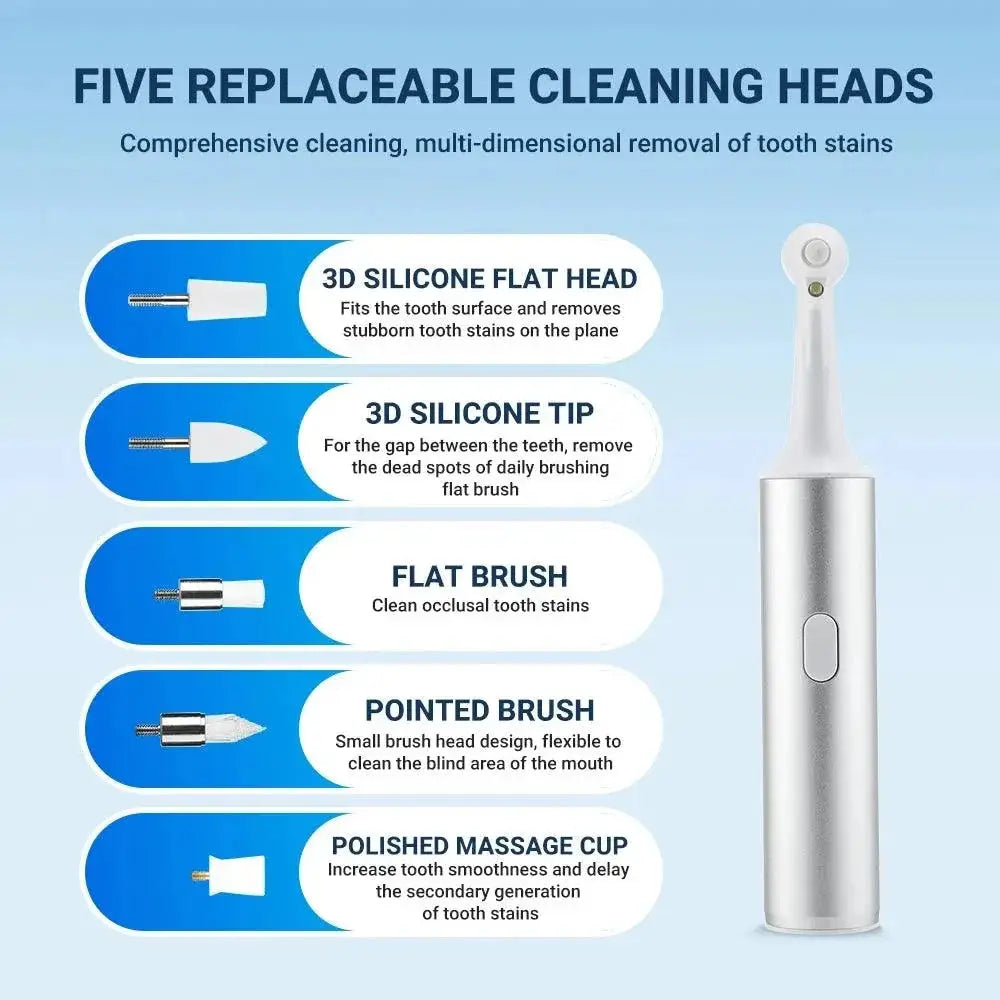 Electric Teeth Polisher 8 Replaceable Heads Tartar Remover