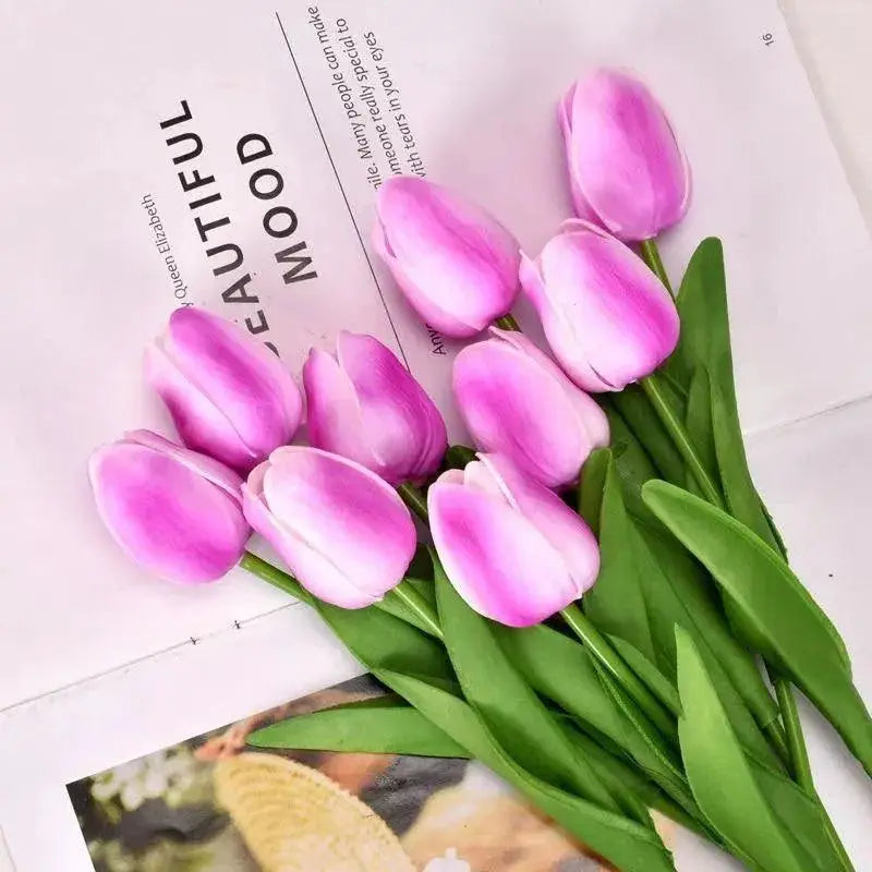 Lifelike Tulip Bouquet for Home Decor — Sunset
