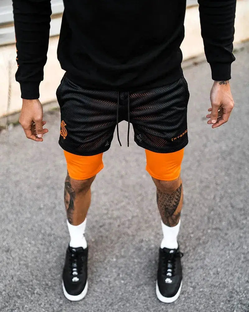 Men's Camouflage 2 In 1 Compression Shorts Running Basketball