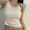 Tank Top for Women Ribbed Button Down Sleeveless Blouse