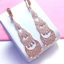 14K Rose Gold Fringe Drop Long Earrings For Women Engagement Moroccan Jewelry