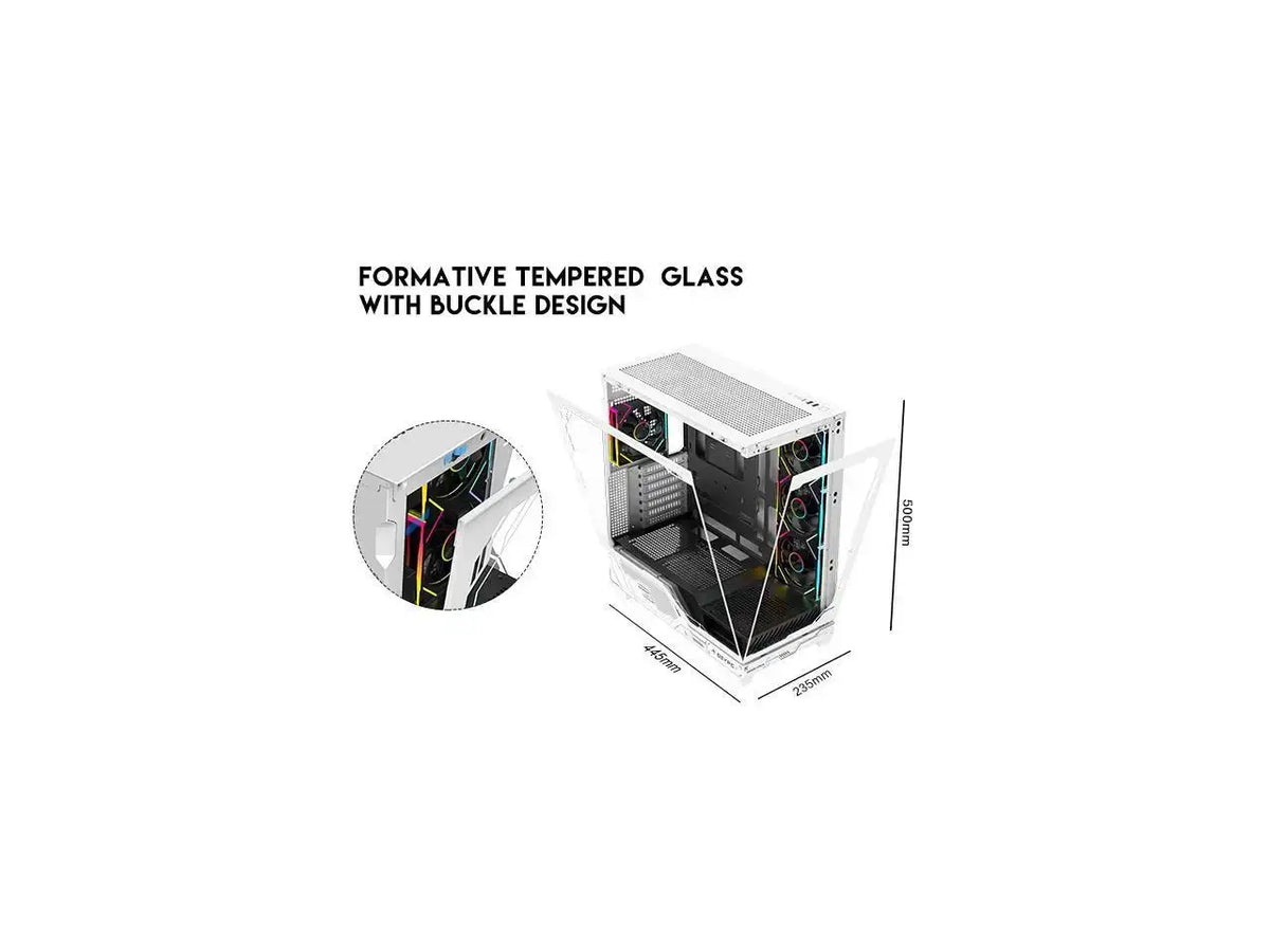 DIYPC IDX2-Ultra-ARGB Black USB3.0/Type C Tempered Glass ATX Gaming Computer Case w/ Dual Tempered Glass Panel and 4 x ARGB PWM Fans (Pre-Installed)