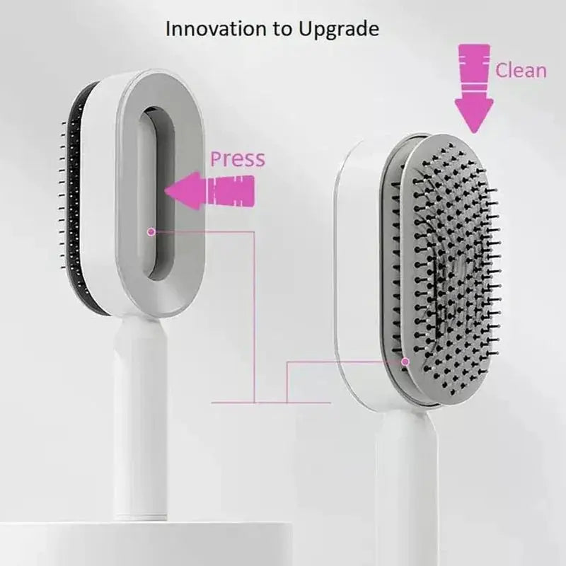 Self Cleaning Hair Brush For Thick Hair With Air Cushion