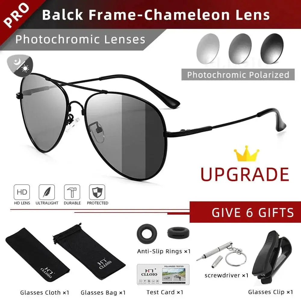 Stylish Photochromic Titanium Polarized Sunglasses for Men