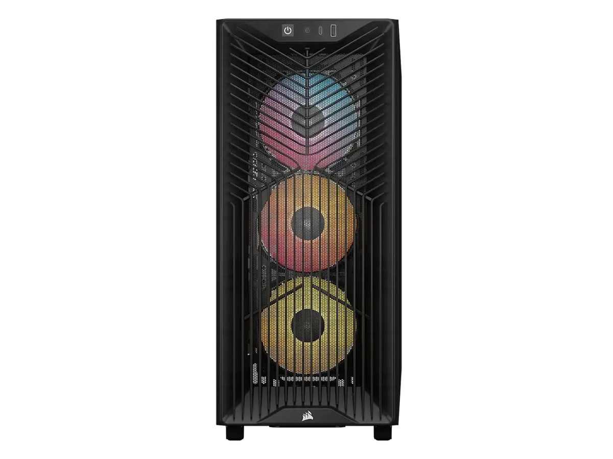 The CORSAIR 3200D RS ARGB is a spacious and fully-loaded mid-tower chassis with 3x RS120 ARGB fans and useful DIY features for an easy build with powerful cooling. Smoke.