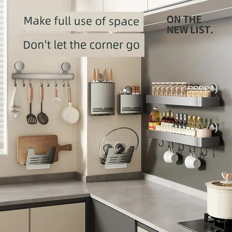 Suction Cup Wall Condiment Hook Rack Kitchen Storage