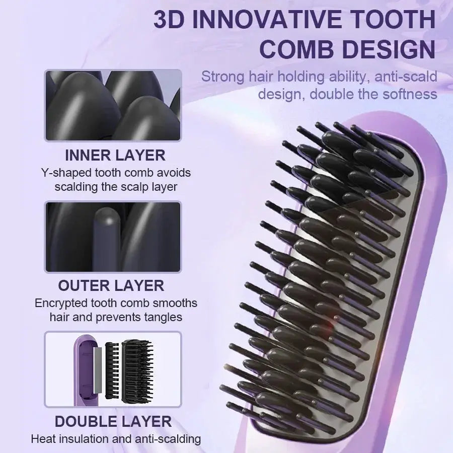 Cordless Electric Hair Straightener Brush Styler Pro