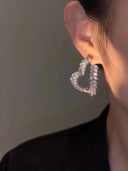 French New Design Silver Plated Zircon Love Wheat Earrings