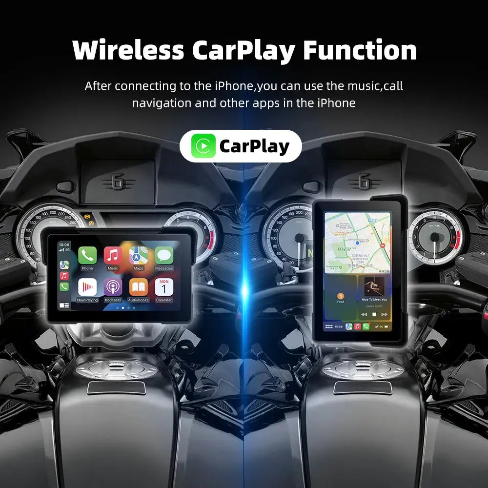 EKIY 7.0" Wireless CarPlay Moto Android Auto Portable Digital Motorcycle Dashboard GPS Navigation Removable Display Screen TPMS